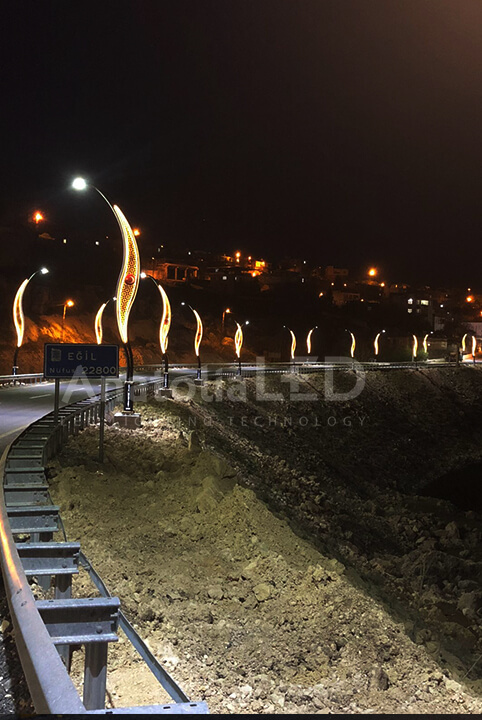 Anatolia LED | Eğil Belediyesi TEDAŞ Onaylı 8+6 Metre Ant-Hançer 2 Modeli Dekoratif Aydınlatma Yapım İşi / 2021