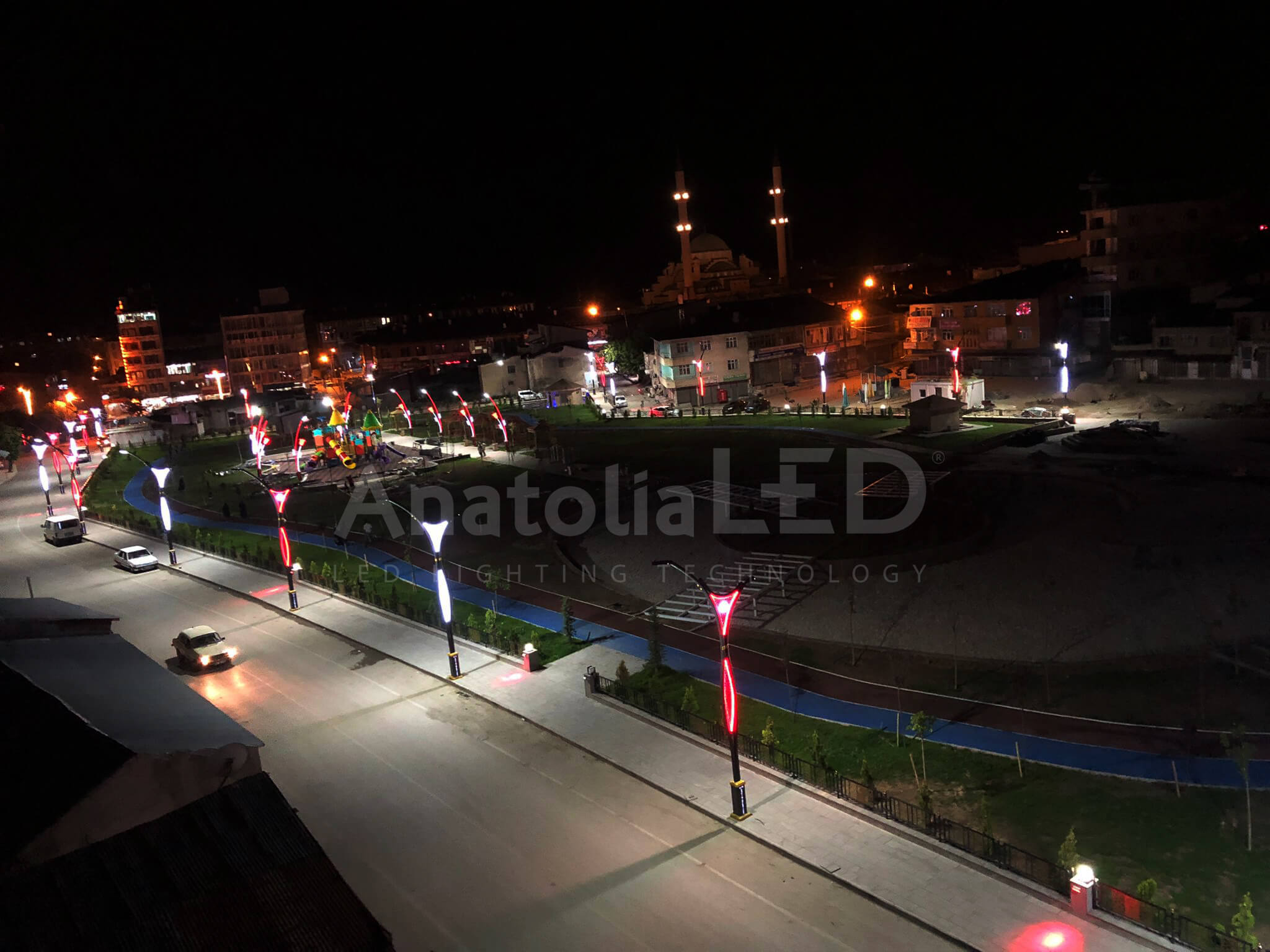 Anatolia LED | Erciş Belediyesi Erciş Millet Bahçesi TEDAŞ Onaylı 8+6,5 Metre Ant Swan Modeli Dekoratif Aydınlatma Yapım İşi – 2021