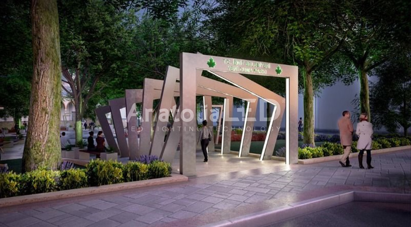 Anatolia LED | Kocaeli Büyükşehir Belediyesi Yeni Cuma Parkı Giriş Tagı Ve Ant- Z Model Dekoratif Aydınlatma Direği